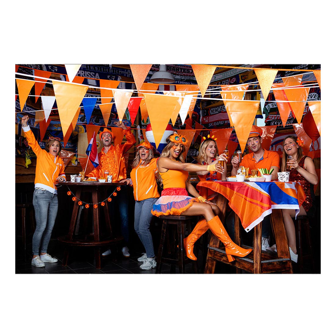 Flag -Linie orange rot weiß blau, 10mtr.