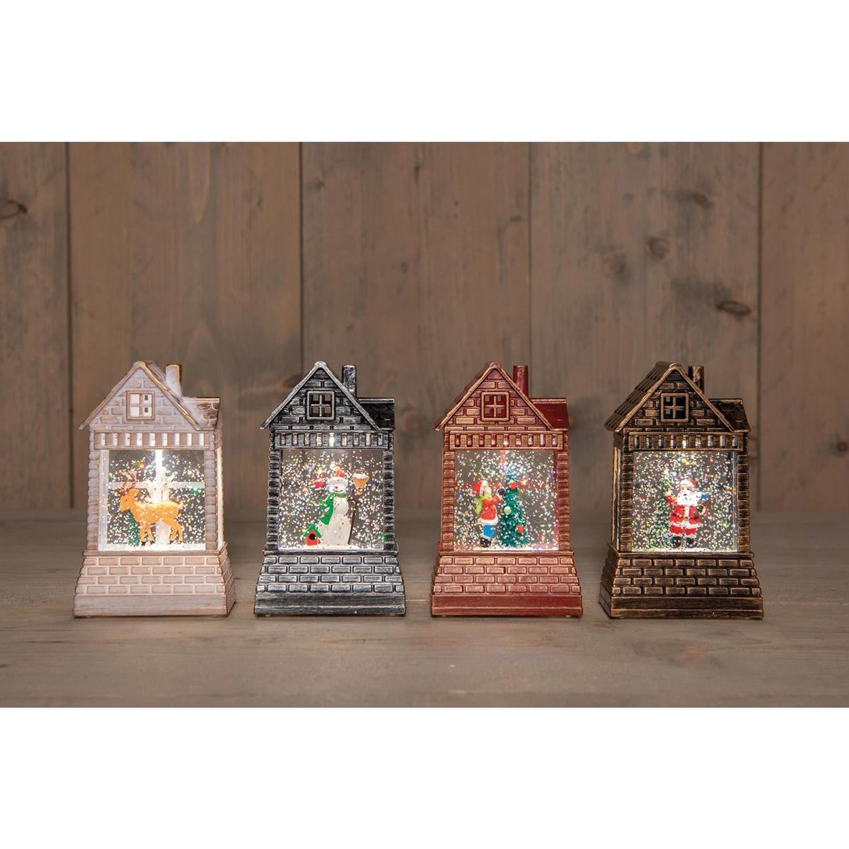 Anna's Collection LED-Haus mit Bild in Glitzerwasser, 14 x 8 x 4,5 cm, batteriebetrieben, 4-fach sortiert