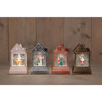 Anna's Collection LED-Haus mit Bild in Glitzerwasser, 14 x 8 x 4,5 cm, batteriebetrieben, 4-fach sortiert