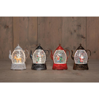 Anna's Collection LED-Teekanne mit Bild in Glitzerwasser, 13,5 x 10,5 x 4 cm, batteriebetrieben, 4-fach sortiert
