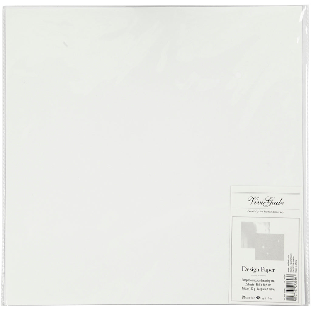 Vivi Gade Designpapier, Blatt 30,5 x 30,5 cm, 120+128 g, weiß, 2 Blatt 1 Box