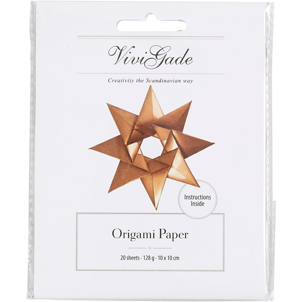 Vivi Gade Origami-Papier, Größe 10 x 10 cm, 128 g, Gold, 20 Blatt, 1 Box