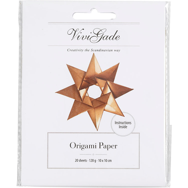 Vivi Gade Origami-Papier, Größe 10 x 10 cm, 128 g, Gold, 20 Blatt, 1 Box