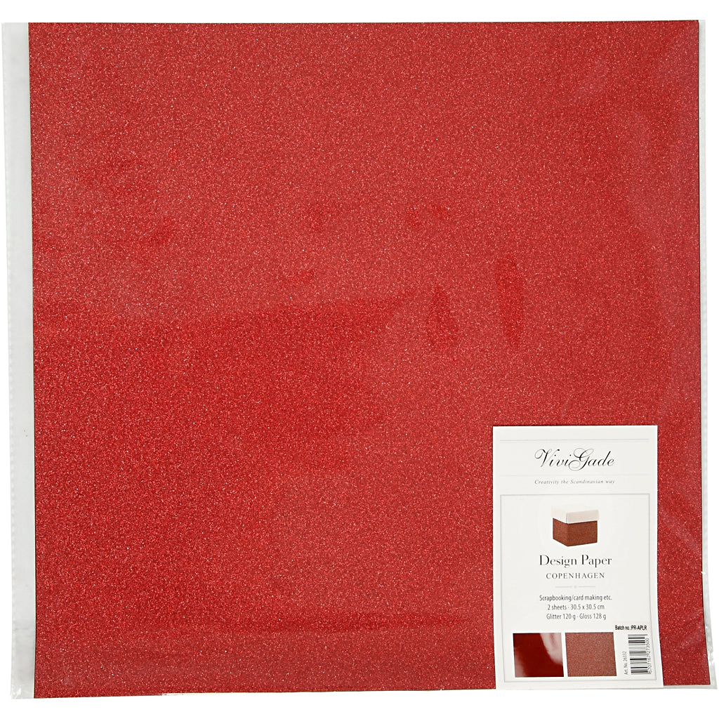 Vivi Gade Designpapier, Blatt 30,5 x 30,5 cm, 120+128 g, rot, 2 Blatt 1 Box