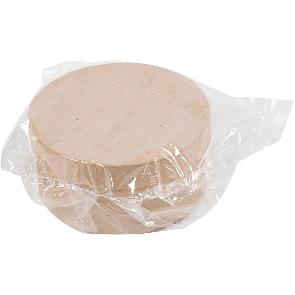 Runde Kisten mit Papier-Mâché, 3st.