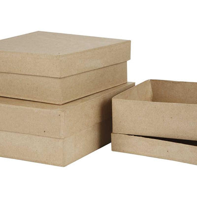 Quadratische Boxen der Firma Creativ, H: 5+6+7,5 cm, Maße 16+18+20 cm, 3 Stück 1 Set