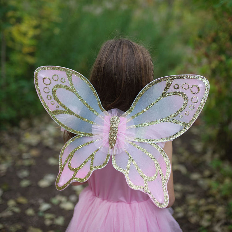 Tolles Pretender-Kostüm, Schmetterling, goldfarben mit Flügeln, 5–7 Jahre