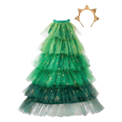 Tolles Weihnachtsbaumkleid mit Stirnband – 3–4 Jahre