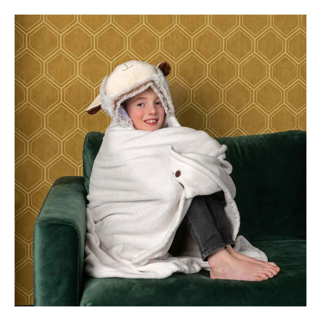 Noxxiez Kuscheldecke mit Kapuze Schaf, 130x100cm