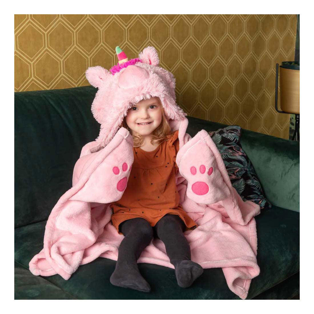 Noxxiez Kuscheldecke mit Kapuze Einhorn, 130x100cm