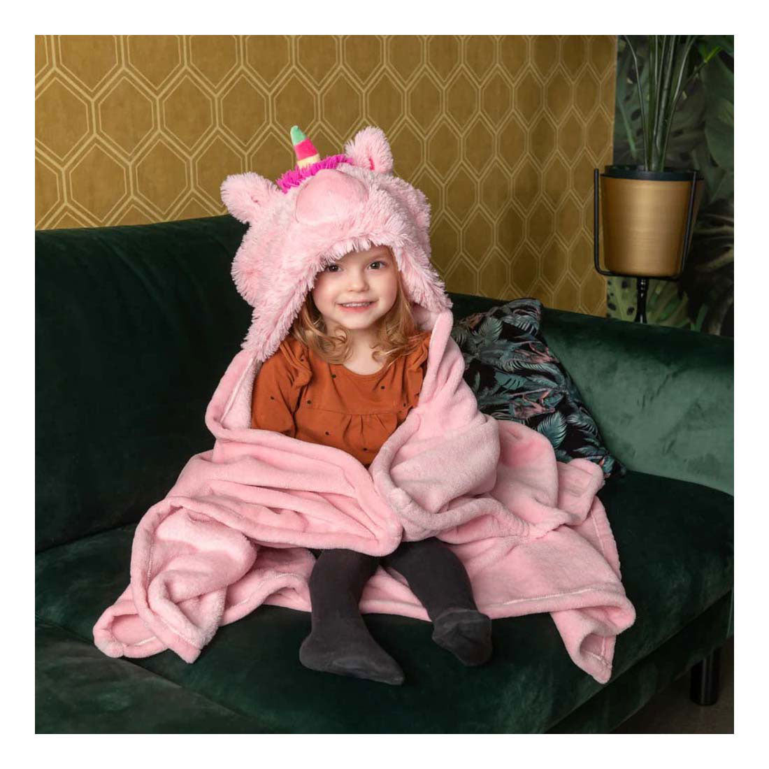 Noxxiez Kuscheldecke mit Kapuze Einhorn, 130x100cm