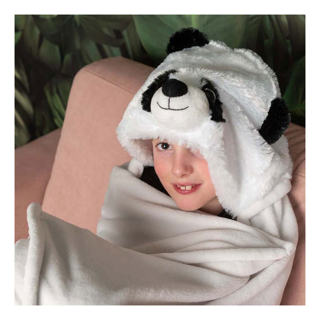 Noxxiez Kuscheldecke mit Kapuzen-Panda, 130x100cm