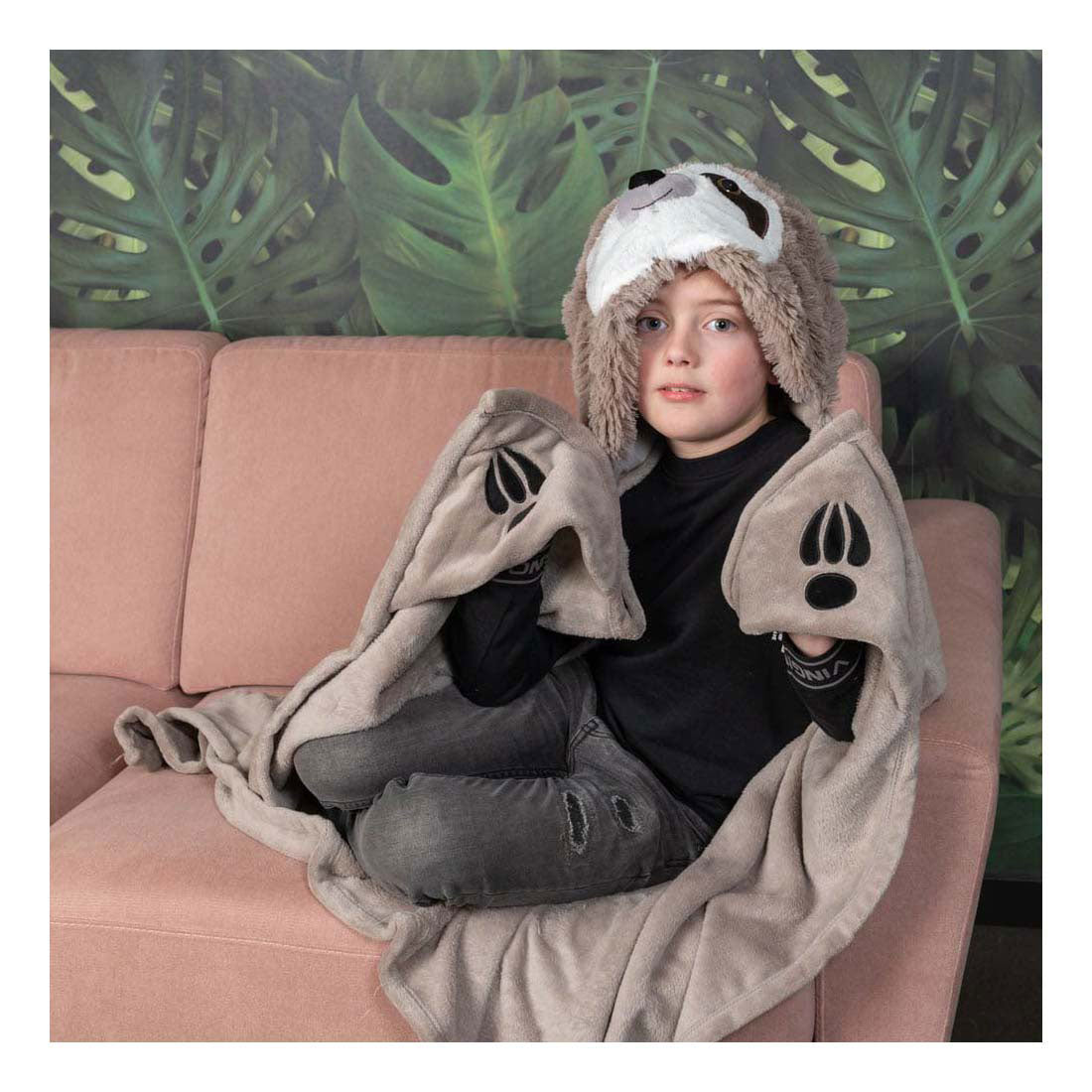 Noxxiez Kuscheldecke mit Kapuzenfaultier, 130x100cm