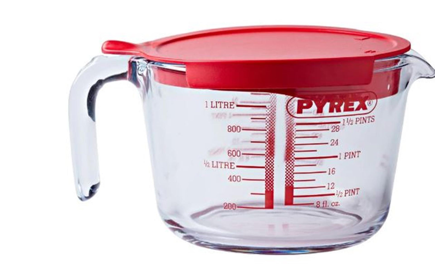 Pyrex-Glasmessbecher mit Deckel 1l
