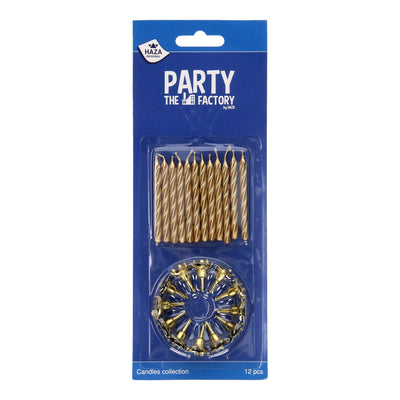 Haza Witbaarded Cake Candles mit Haltern Gold, 12st.