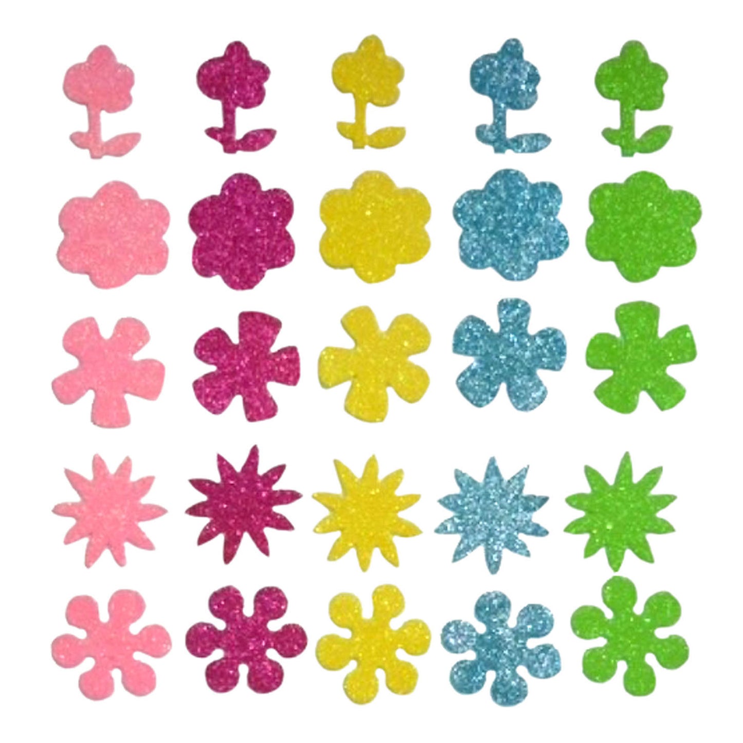 Foamstickers Blumen Glitter, 25st.