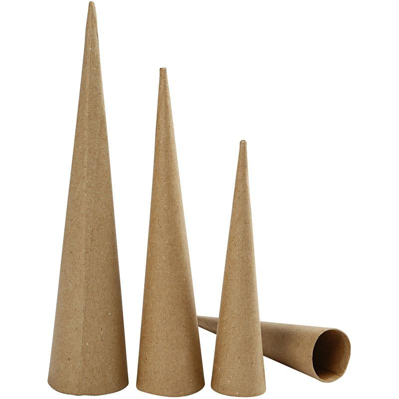Creativ Company hohe Kegel, H: 20-25-30 cm, T 4-5-6 cm, 3 Stück 1 Box