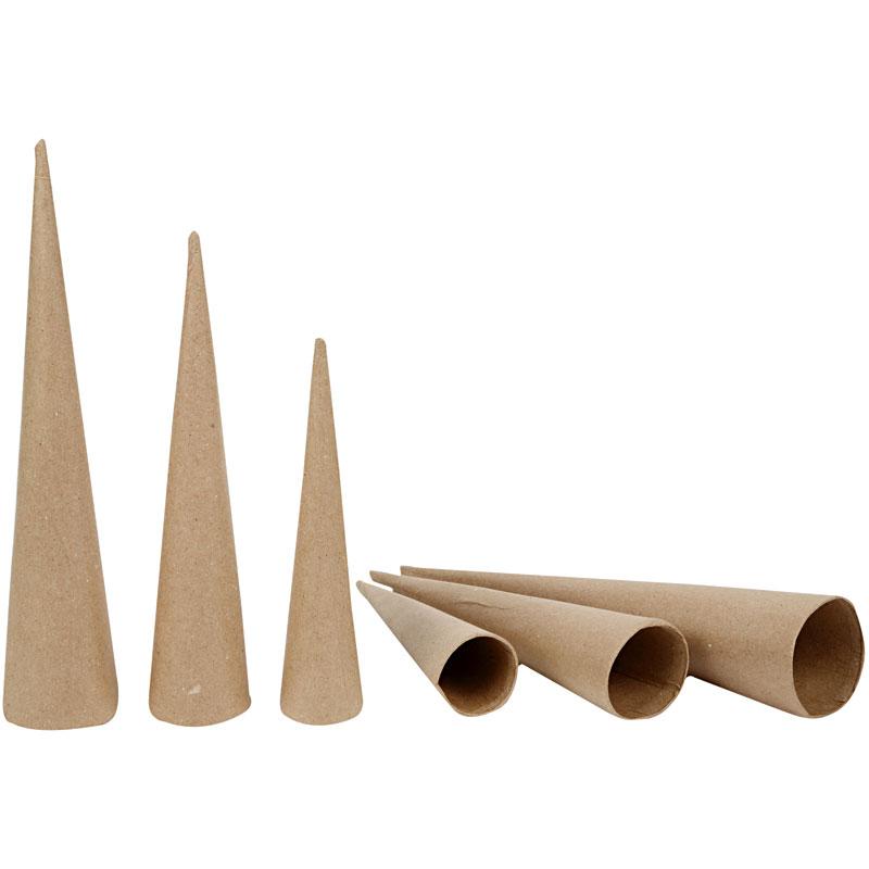 Creativ Company hohe Kegel, H: 20-25-30 cm, T 4-5-6 cm, 3 Stück 1 Box