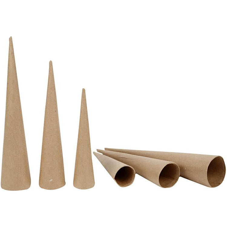 Creativ Company hohe Kegel, H: 20-25-30 cm, T 4-5-6 cm, 3 Stück 1 Box