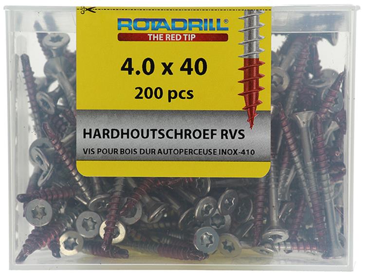 Rotadrill Rotadrill Hartholzschraube Edelstahl-410 PK selbstbohrend Torx TX20 4,0x40 24 | 200 Stück - 471.140.040