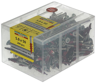 Rotadrill 1040037 – Hartholzschraube selbstschneidend SPPLS.Edelstahl T25 5,0 x 50 mm (200) | 4 Stück