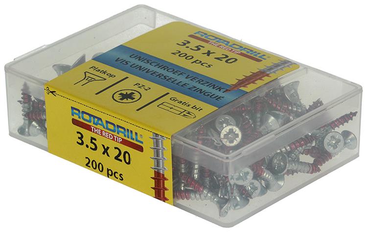 Rotadrill 1039965 - Universalschraube vkpzd vz 3,5x20mm (200) | 4 Stück