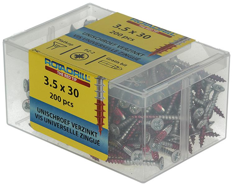 Rotadrill 1039967 - Universalschraube vkpzd vz 3,5x30mm (200) | 4 Stück