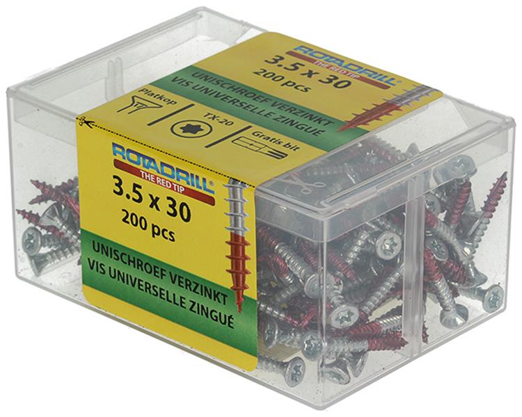 Rotadrill 1039989 - Universalschraube vktx vz 3,5x30mm (200) | 4 Stück
