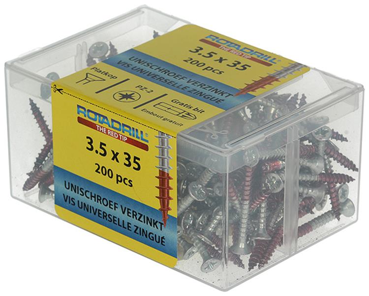 Rotadrill 1039968 - Universalschraube vkpzd vz 3,5x35mm (200) | 4 Stück