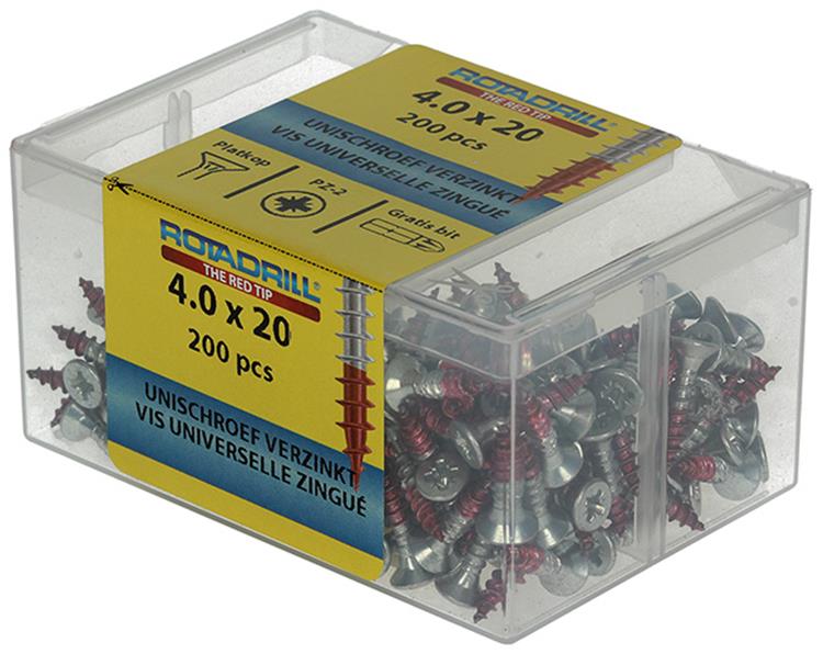 Rotadrill 1039971 - Universalschraube vkpzd vz 4,0x20mm (200) | 4 Stück