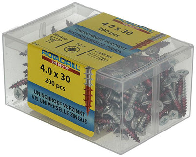 Rotadrill 1039973 - Universalschraube vkpzd vz 4,0x30mm (200) | 4 Stück
