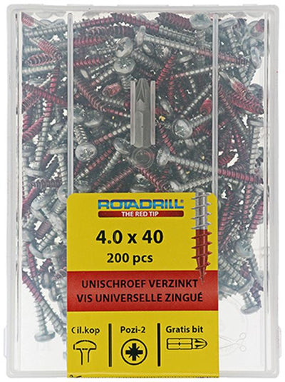 Rotadrill 1040032 - Universalschraube ckpzd vz 4,0x40mm (200) | 4 Stück