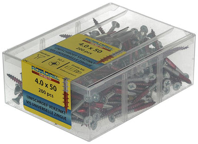 Rotadrill 1039977 - Universalschraube vkpzd vz 4,0x50mm (200) | 4 Stück