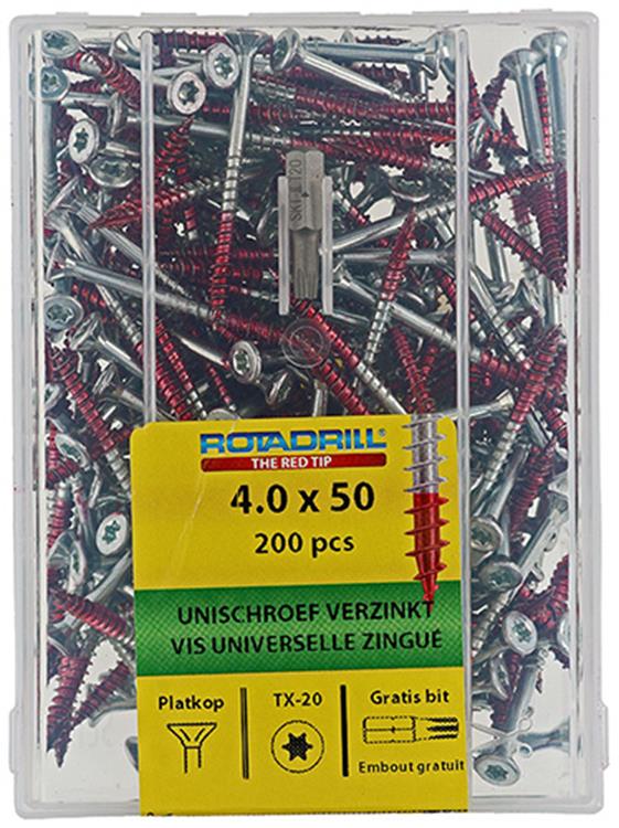 Rotadrill 1039995 - Universalschraube vktx vz 4,0x50mm (200) | 4 Stück