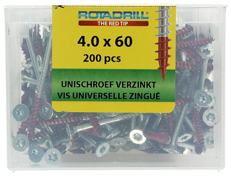 Rotadrill 1039996 - Universalschraube vktx vz 4,0x60mm (200) | 4 Stück