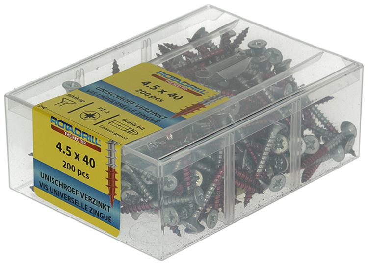 Rotadrill 1040023 - Universalschraube vkpzd vz 4,5x40mm (200) | 4 Stück