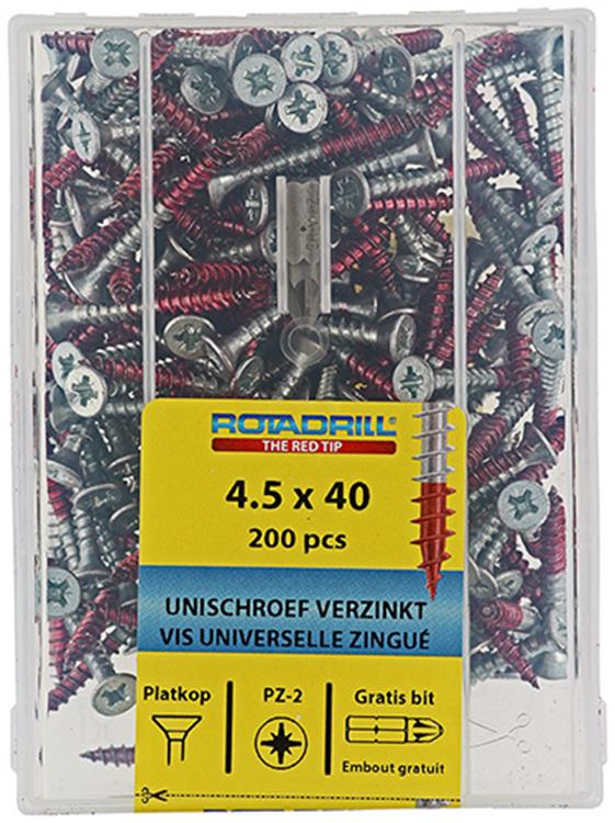 Rotadrill 1040023 - Universalschraube vkpzd vz 4,5x40mm (200) | 4 Stück