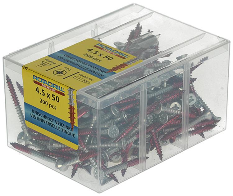 Rotadrill 1040024 - Universalschraube vkpzd vz 4,5x50mm (200) | 4 Stück