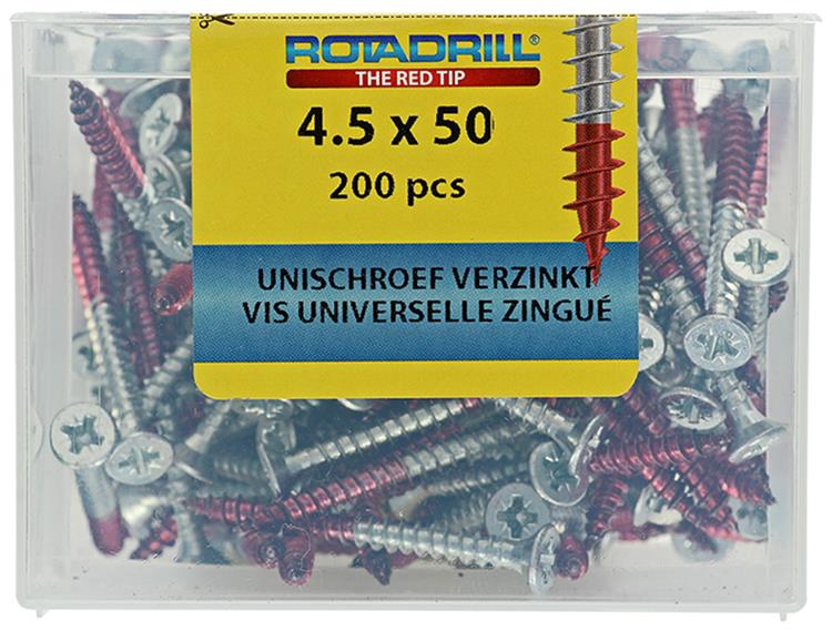 Rotadrill 1040024 - Universalschraube vkpzd vz 4,5x50mm (200) | 4 Stück