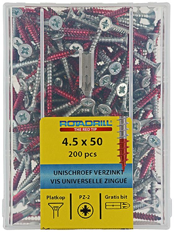 Rotadrill 1040024 - Universalschraube vkpzd vz 4,5x50mm (200) | 4 Stück