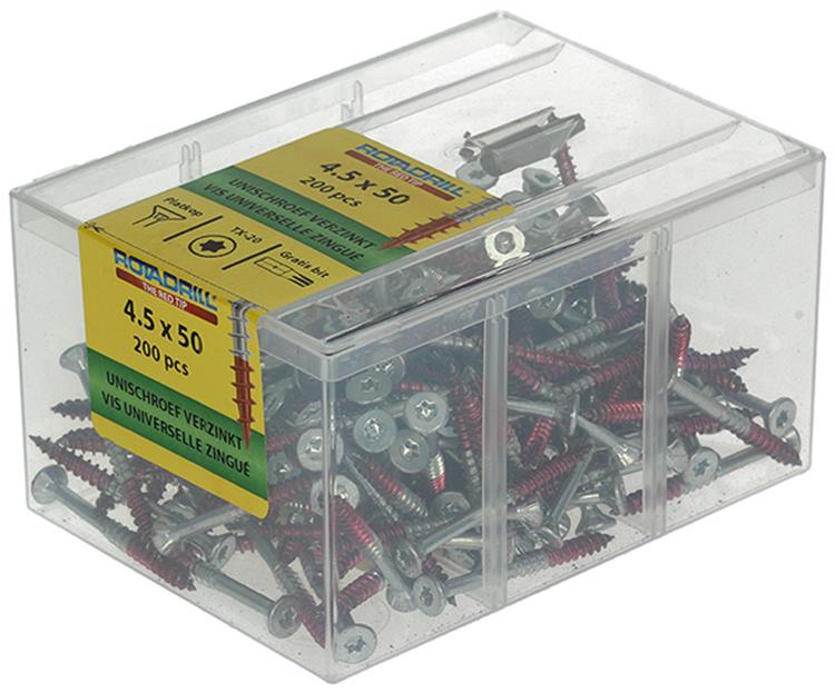 Rotadrill 1039998 - Universalschraube vktx vz 4,5x50mm (200) | 4 Stück