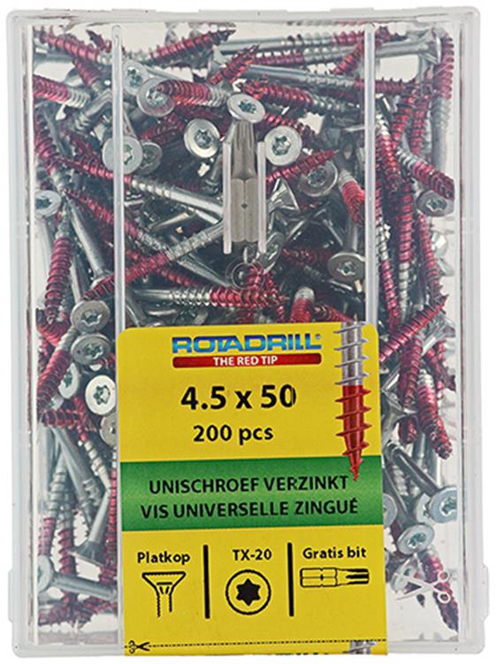 Rotadrill 1039998 - Universalschraube vktx vz 4,5x50mm (200) | 4 Stück