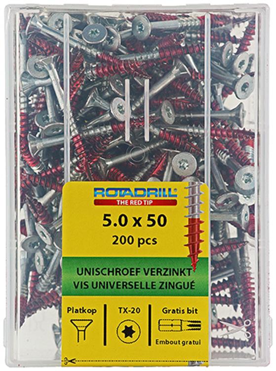 Rotadrill 1039999 - Universalschraube vktx vz 5,0x50mm (200) | 4 Stück
