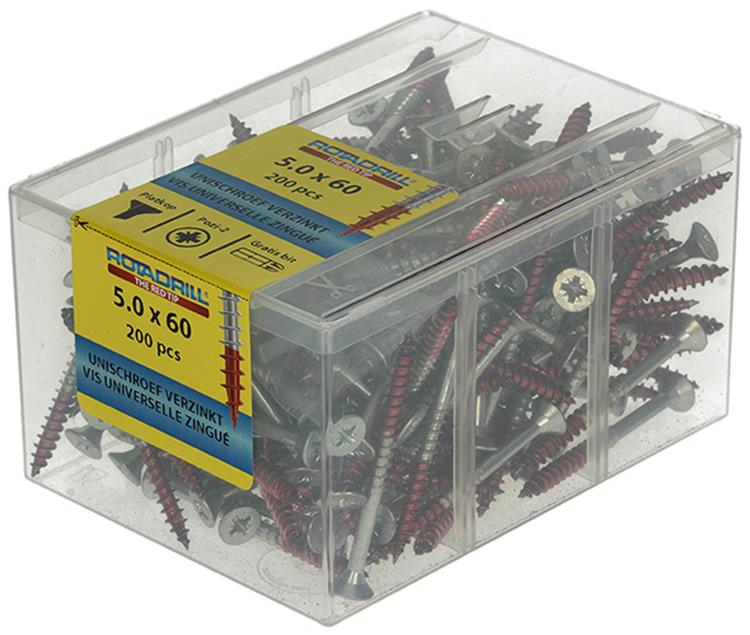 Rotadrill 1039981 - Universalschraube vkpzd vz 5,0x60mm (200) | 4 Stück