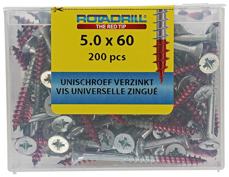 Rotadrill 1039981 - Universalschraube vkpzd vz 5,0x60mm (200) | 4 Stück