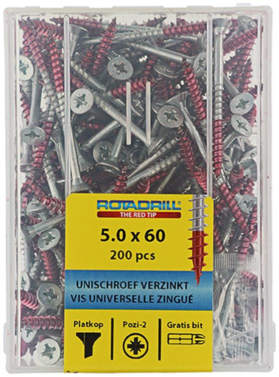 Rotadrill 1039981 - Universalschraube vkpzd vz 5,0x60mm (200) | 4 Stück