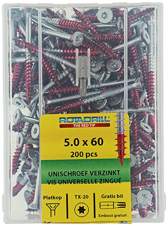 Rotadrill 1040000 - Universalschraube vktx vz 5,0x60mm (200) | 4 Stück