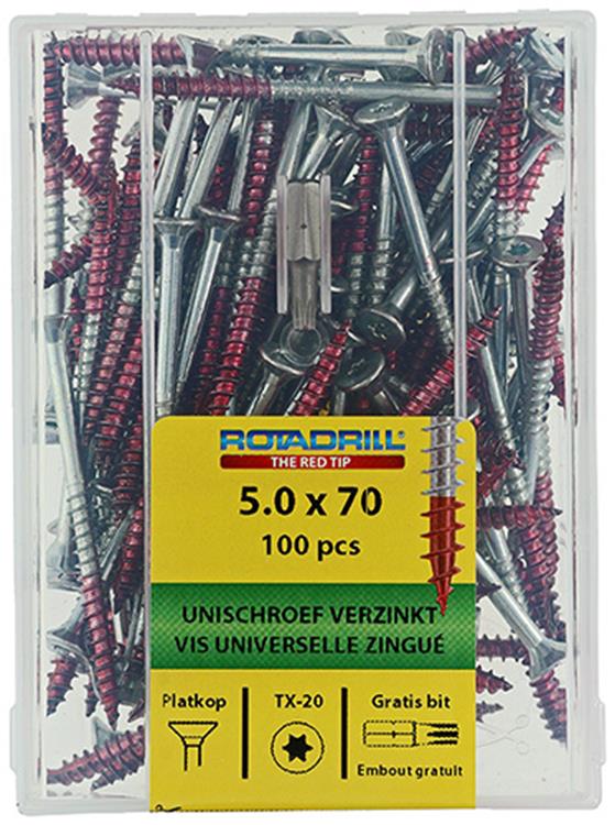 Rotadrill 1040001 - Universalschraube vktx vz 5,0x70mm (100) | 4 Stück