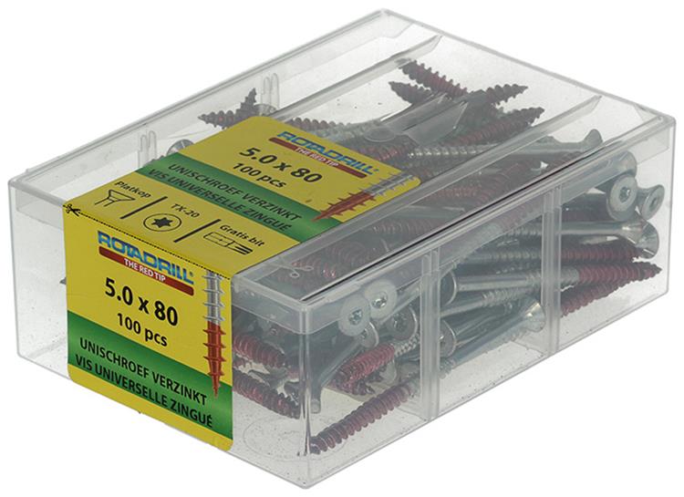 Rotadrill 1040002 - Universalschraube vktx vz 5,0x80mm (100) | 4 Stück