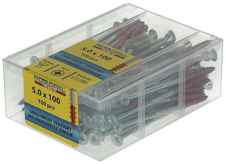 Rotadrill 1039985 - Universalschraube vkpzd vz 5,0x100mm (100) | 4 Stück